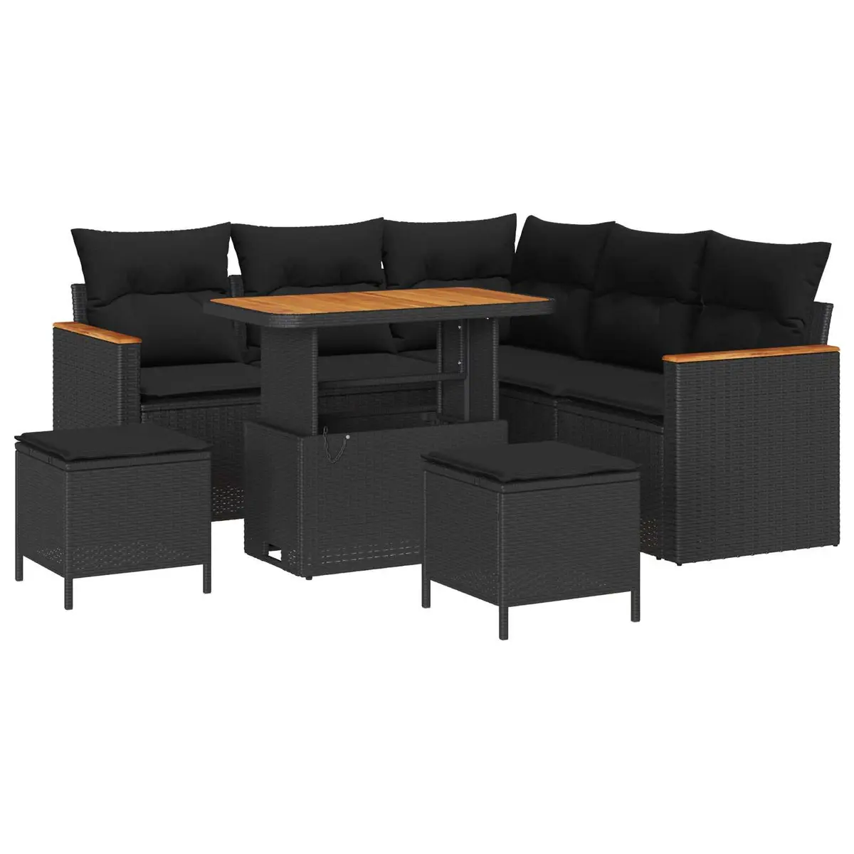 Garden Sofa Set 8 Piece Outdoor Patio Furniture Black Poly Rattan Modular Lounge