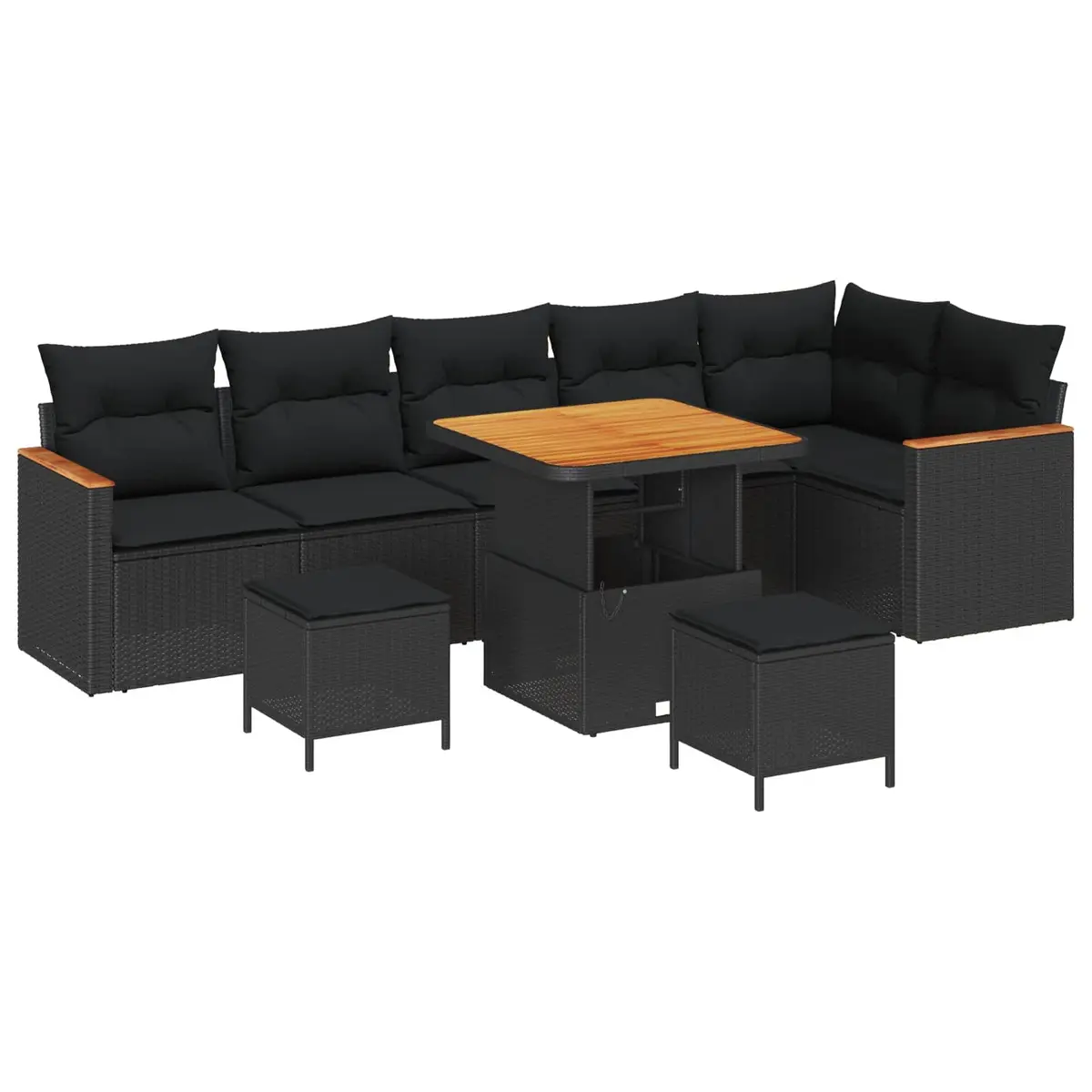Garden Sofa Set 9 Pieces Black Outdoor Furniture Patio Rattan Sectional Lounge