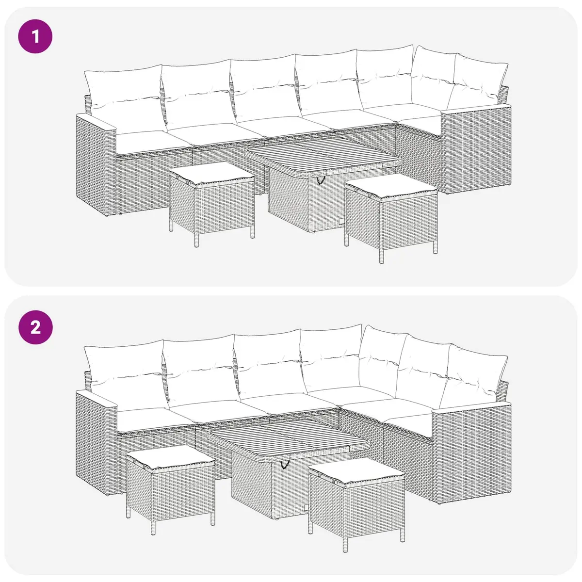 Garden Sofa Set 9 Pieces Black Outdoor Furniture Patio Rattan Sectional Lounge