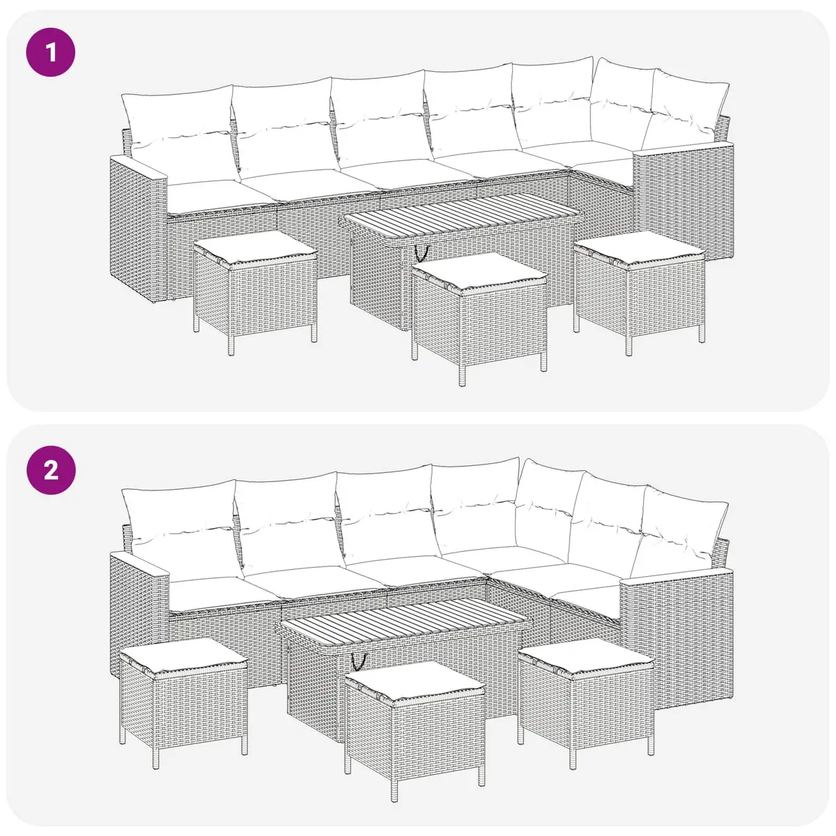 Garden Sofa Set 10 Piece Outdoor Furniture Black Poly Rattan Acacia Wood Patio