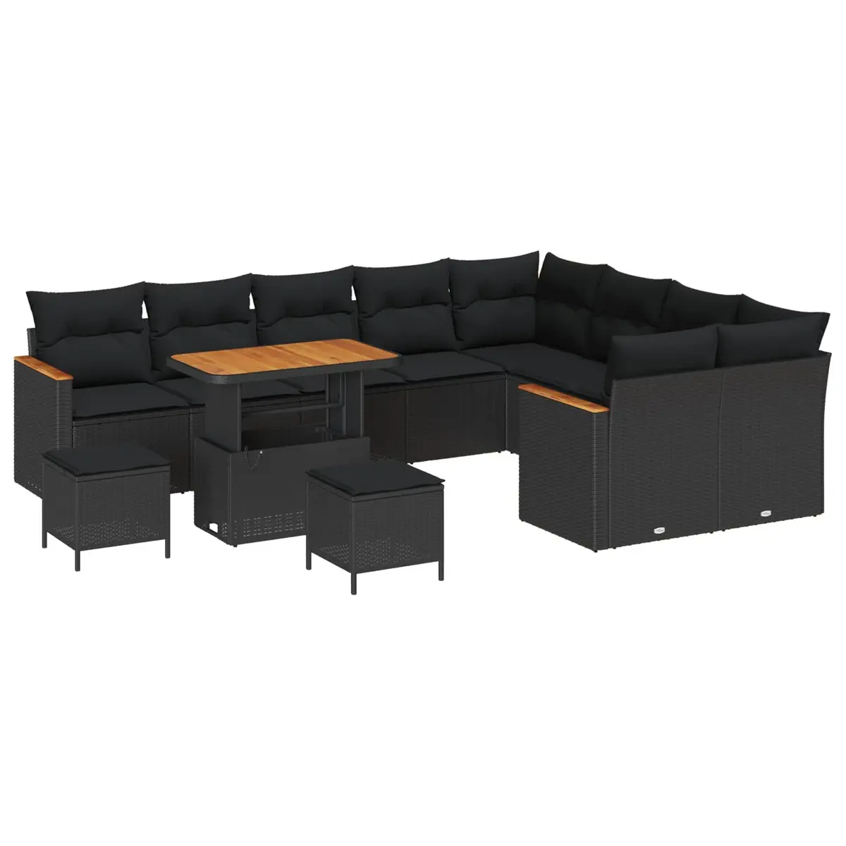 Black Garden Sofa Set 12 Pieces for Relaxation