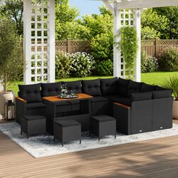 Comfortable and Durable 13-Piece Outdoor Sofa Set in Black