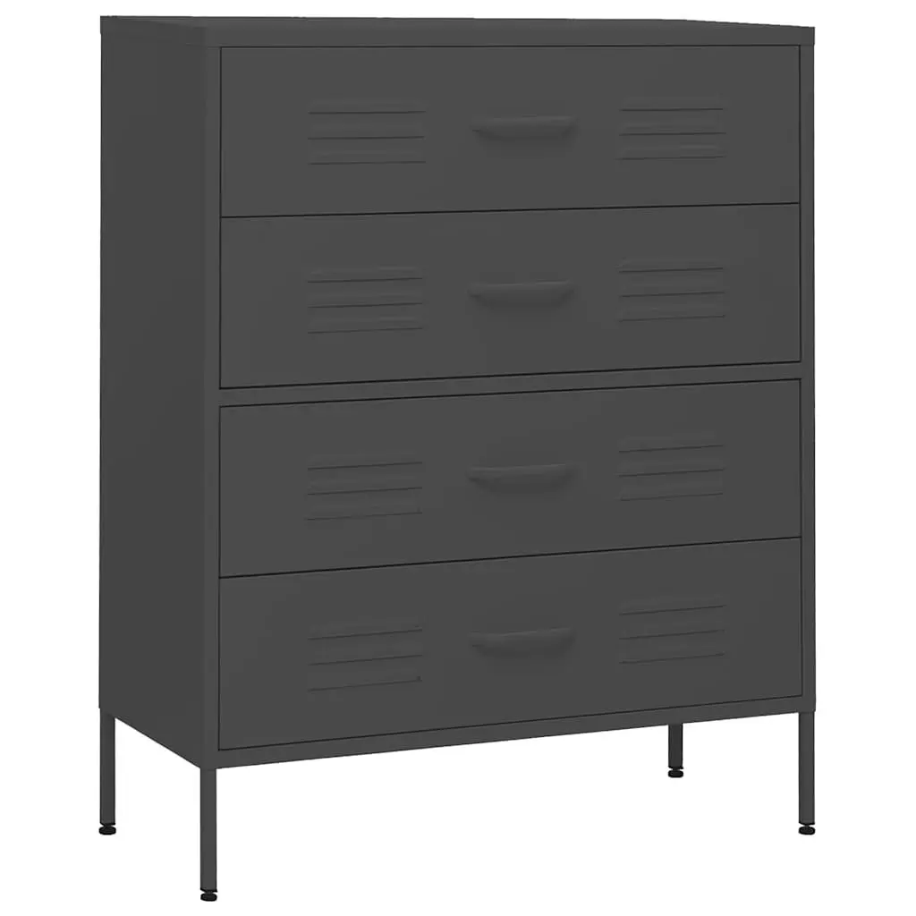 Chest of Drawers Anthracite Storage Cabinet Steel Frame 80x35x101.5cm