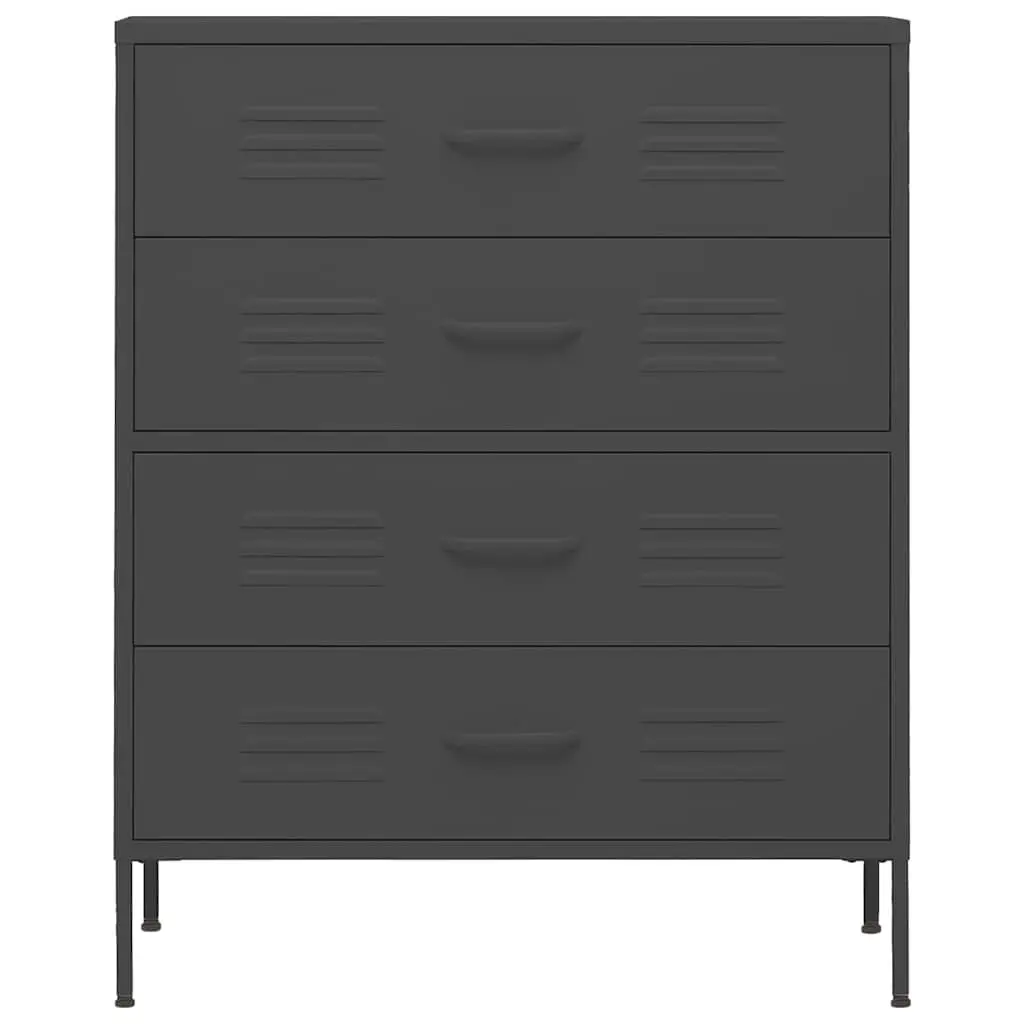 Chest of Drawers Anthracite Storage Cabinet Steel Frame 80x35x101.5cm