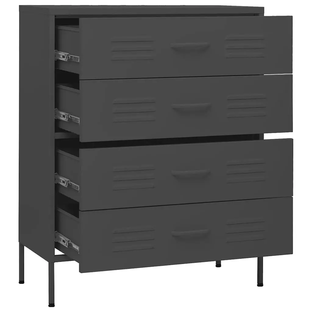 Chest of Drawers Anthracite Storage Cabinet Steel Frame 80x35x101.5cm