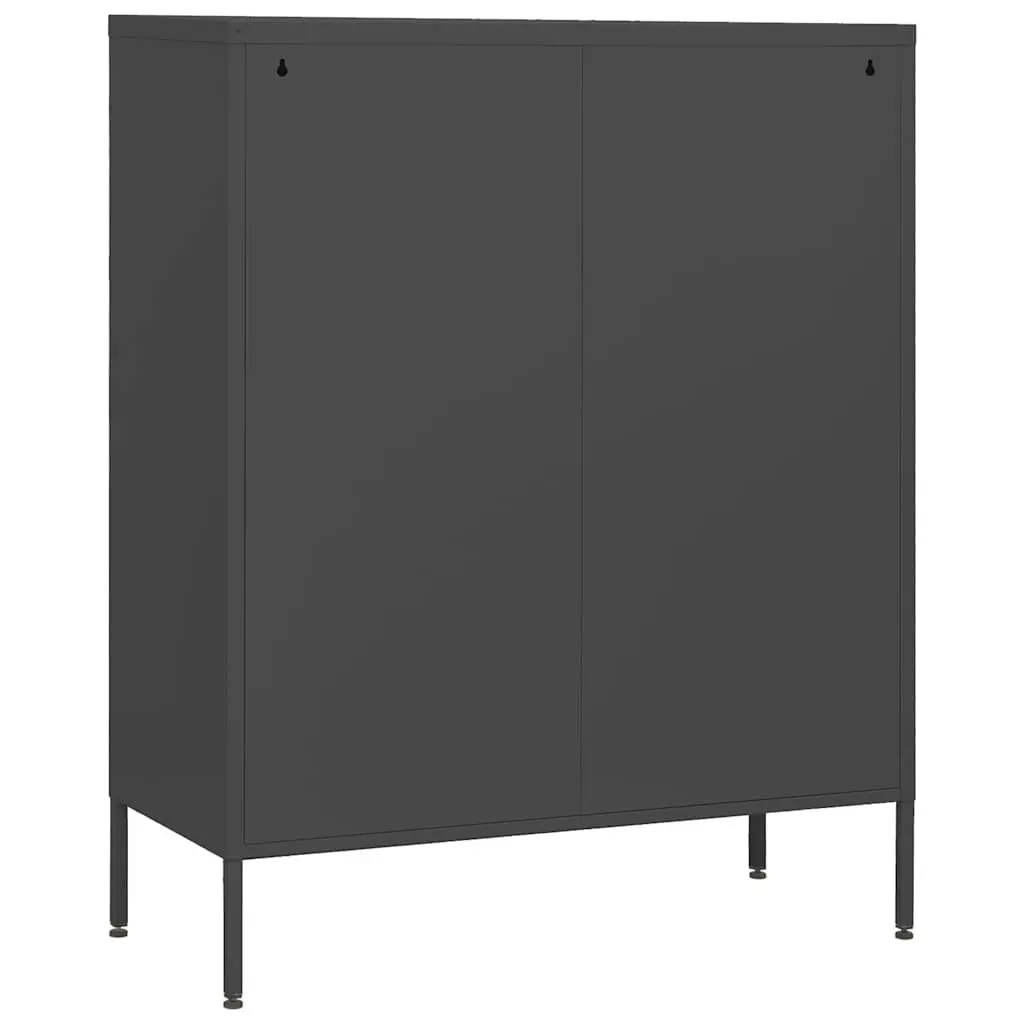 Chest of Drawers Anthracite Storage Cabinet Steel Frame 80x35x101.5cm