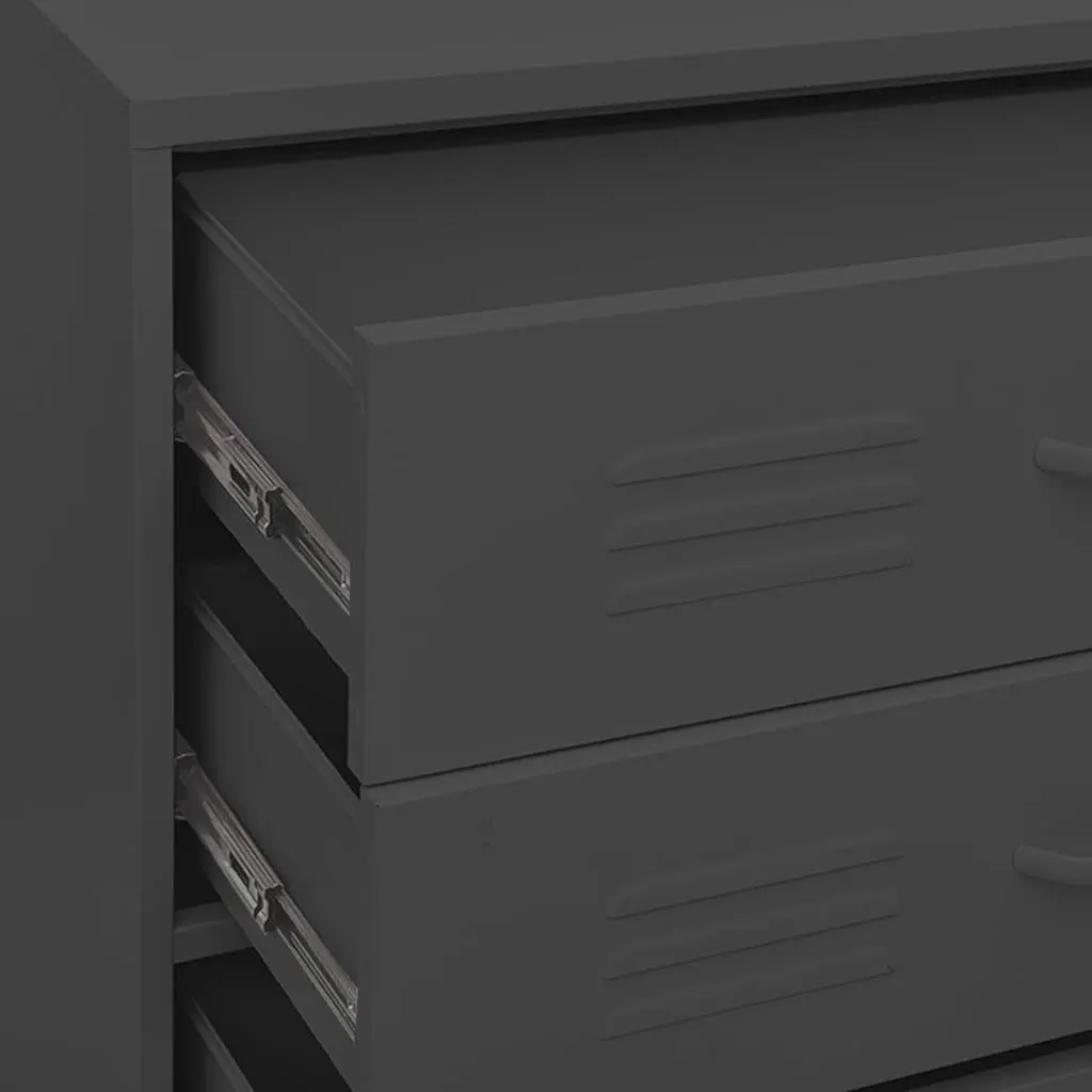 Chest of Drawers Anthracite Storage Cabinet Steel Frame 80x35x101.5cm
