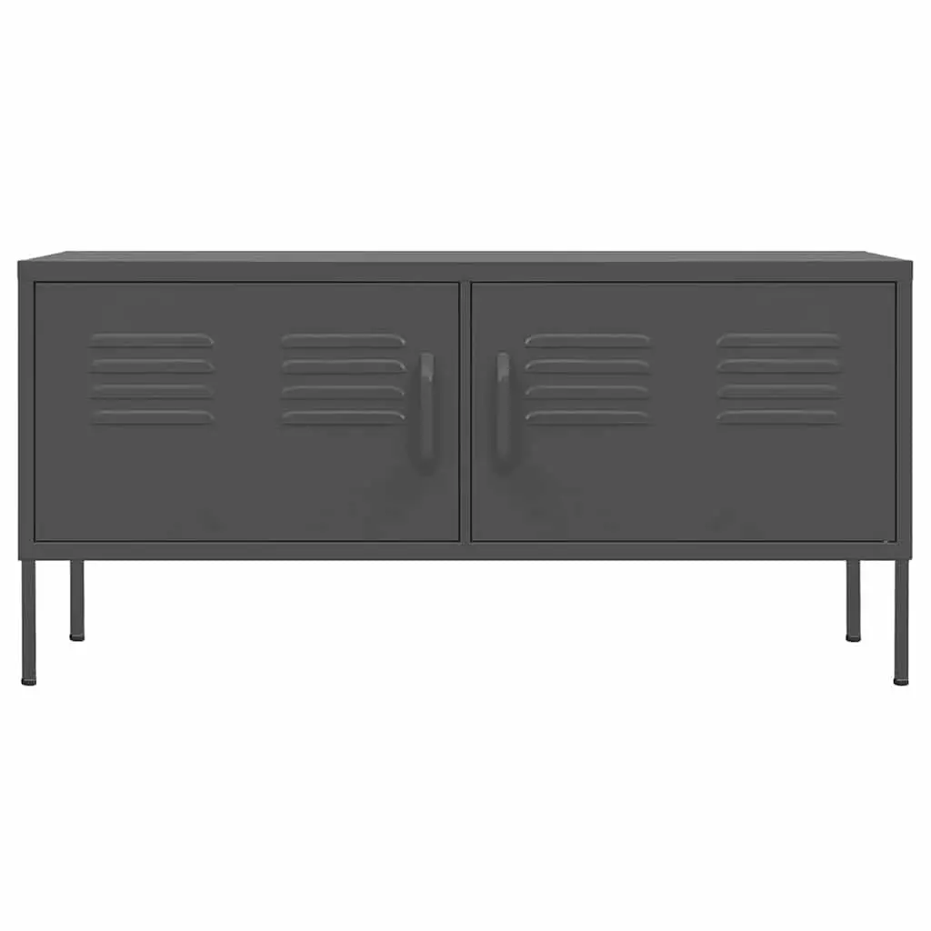 TV Cabinet Anthracite Living Room Storage Unit 105W x 35D x 50H cm Steel Stand