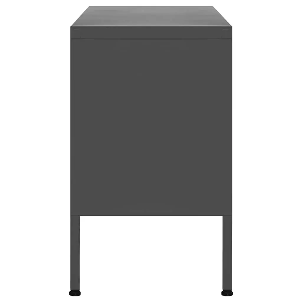 TV Cabinet Anthracite Living Room Storage Unit 105W x 35D x 50H cm Steel Stand