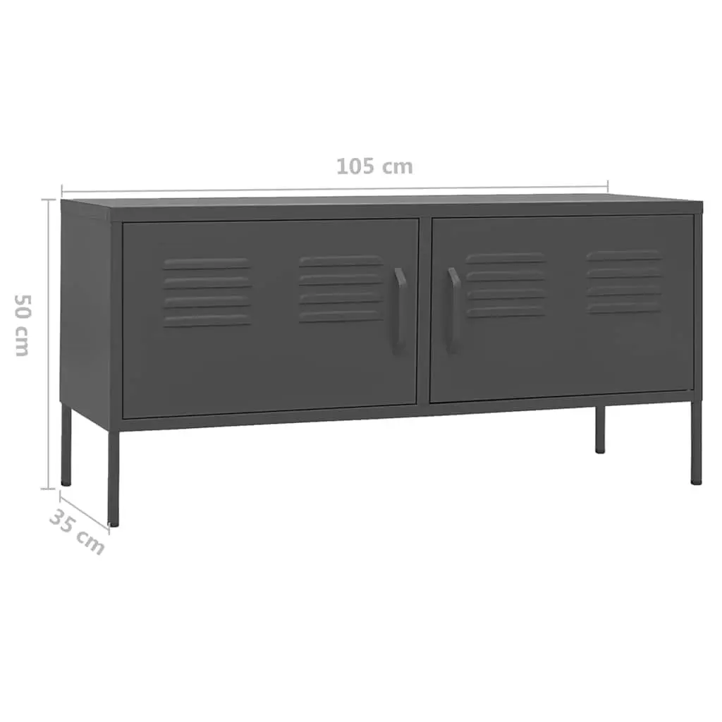 TV Cabinet Anthracite Living Room Storage Unit 105W x 35D x 50H cm Steel Stand