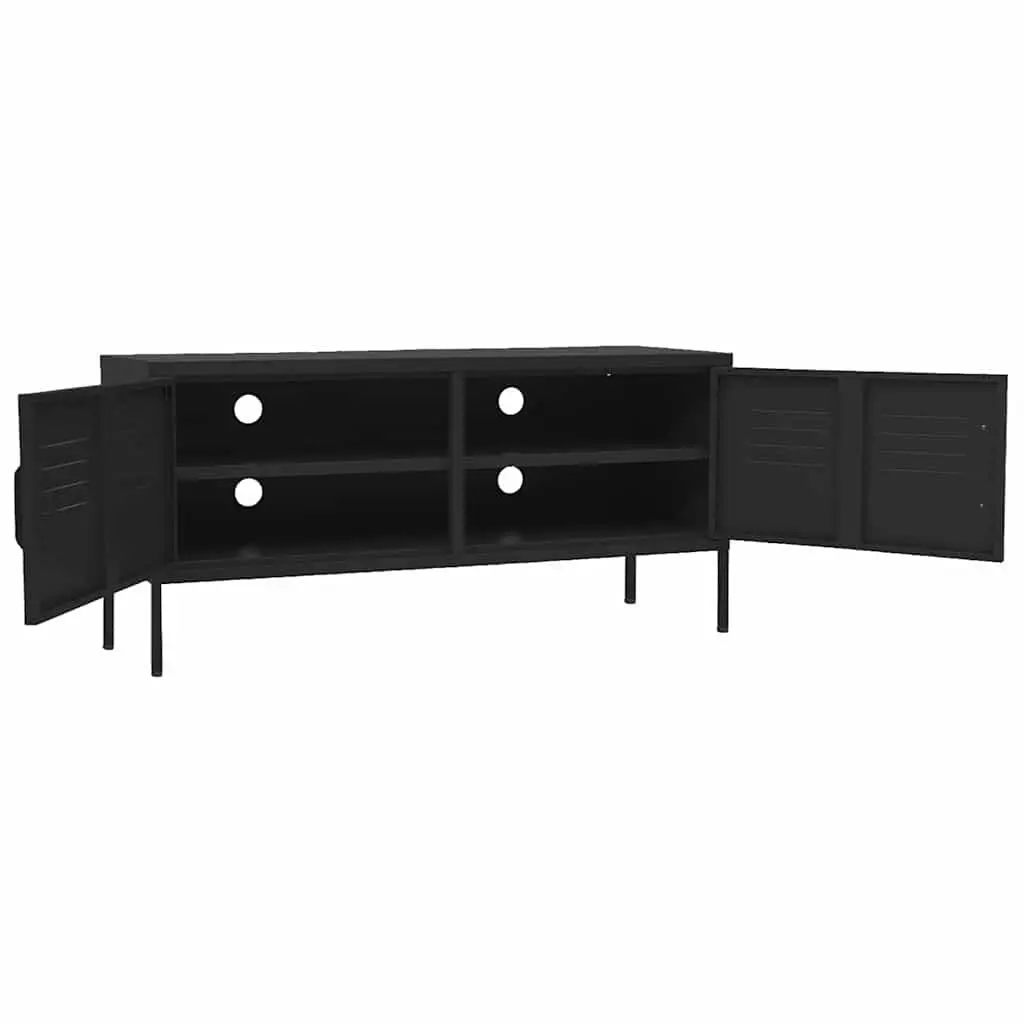TV Cabinet Black Storage Unit with Doors Shelves Living Room Furniture Stand