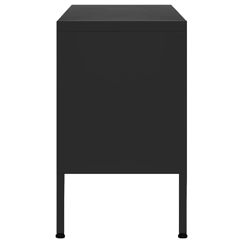 TV Cabinet Black Storage Unit with Doors Shelves Living Room Furniture Stand
