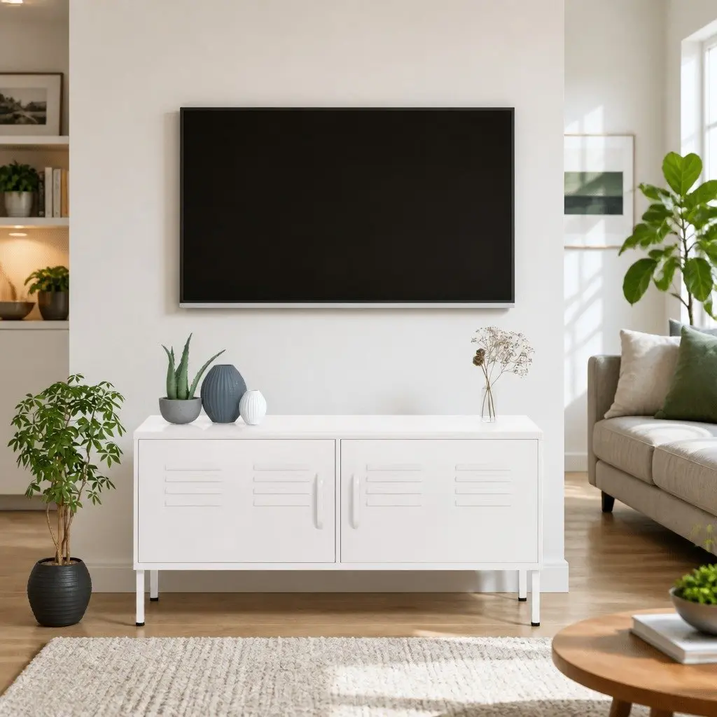 White TV Cabinet for Easy Organization
