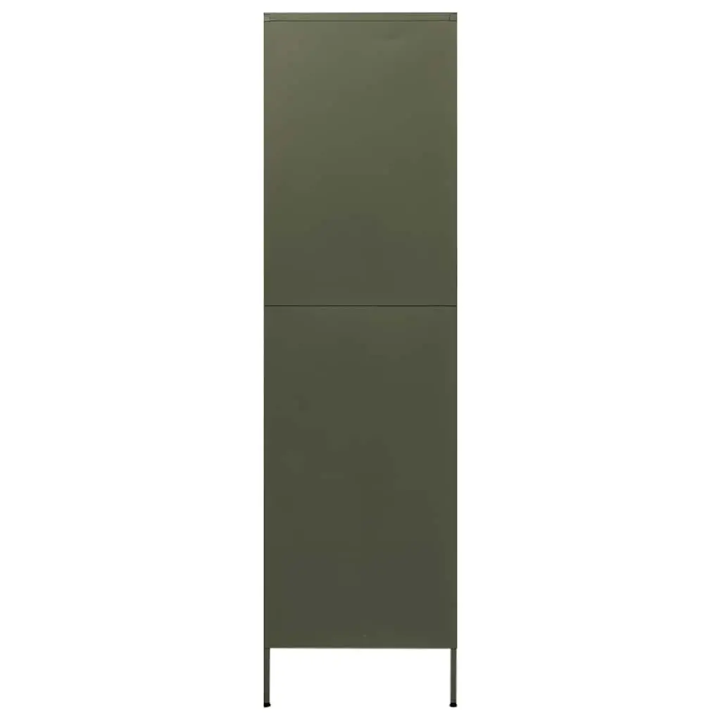 Steel Wardrobe Cupboard Cabinet Adjustable Shelves Hanging Rod 90W x 50D x 180H cm Olive Green