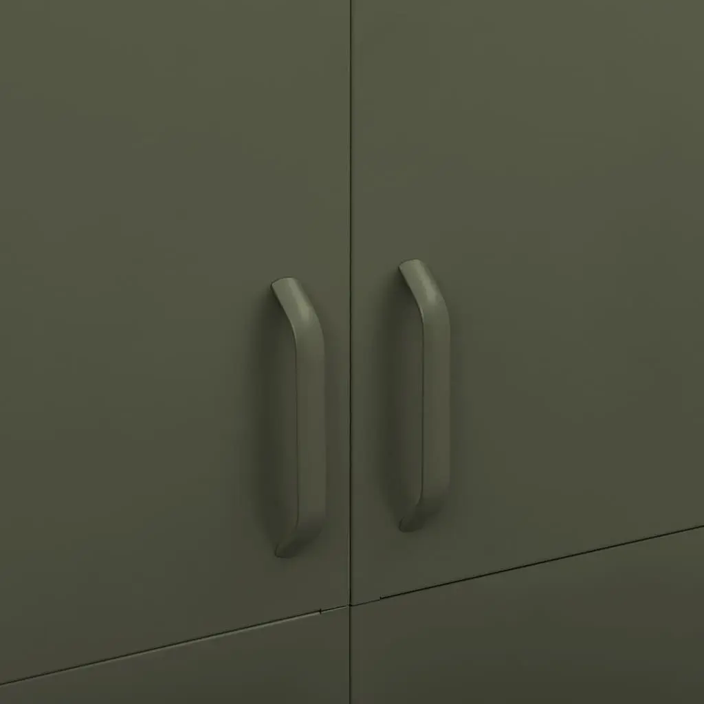 Steel Wardrobe Cupboard Cabinet Adjustable Shelves Hanging Rod 90W x 50D x 180H cm Olive Green