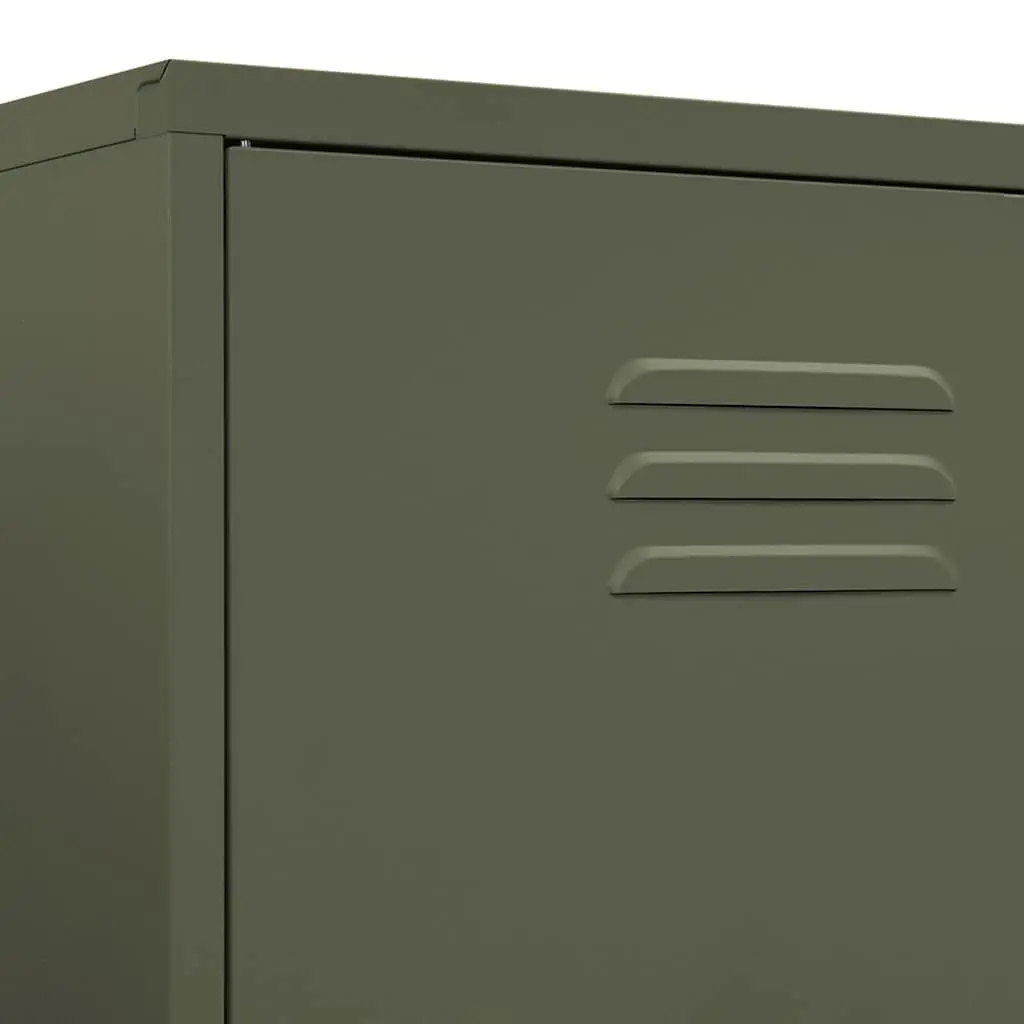 Steel Wardrobe Cupboard Cabinet Adjustable Shelves Hanging Rod 90W x 50D x 180H cm Olive Green
