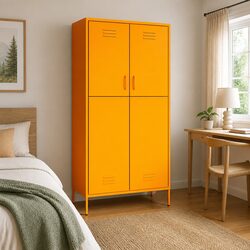 Reliable Yellow Steel Wardrobe Cabinet for Your Storage Needs
