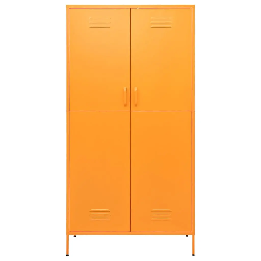 Steel Wardrobe Cabinet Storage Organiser Adjustable Shelves Hanging 90x50x180cm Yellow