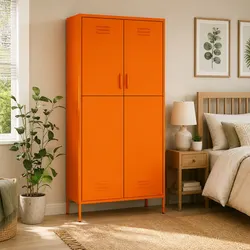 Value-Driven Orange Steel Wardrobe Cabinet