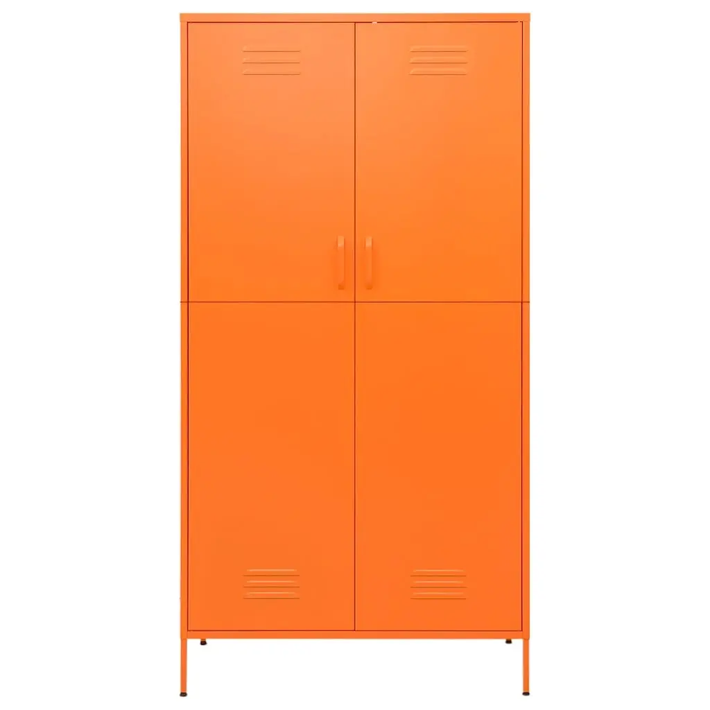 Steel Wardrobe Cabinet with Adjustable Shelves and Hanging Rod Orange 90x50x180cm