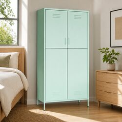 Reliable Green Steel Wardrobe Cabinet 90x50x180cm