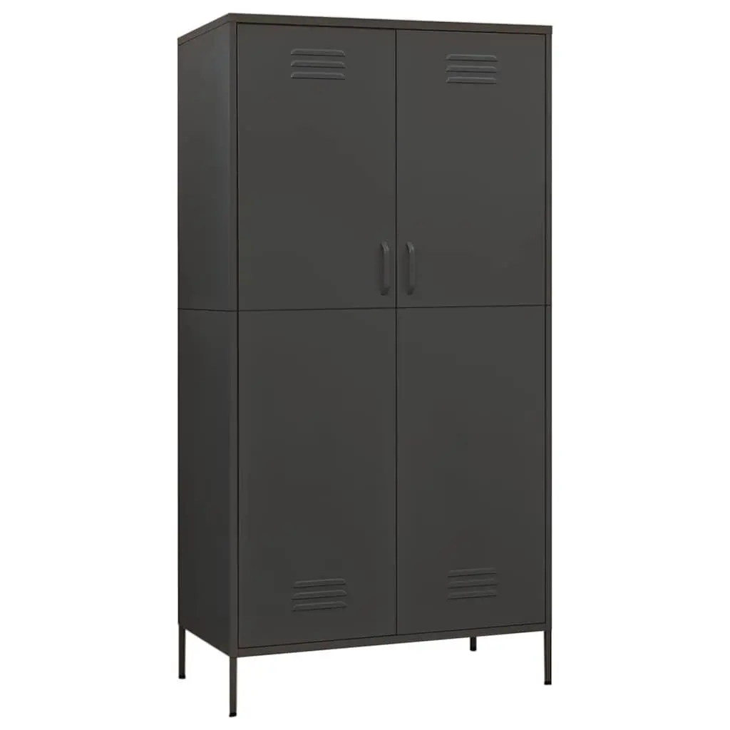 Wardrobe Anthracite Steel Storage Cabinet 90x50x180 cm with Hanging Rod Shelves