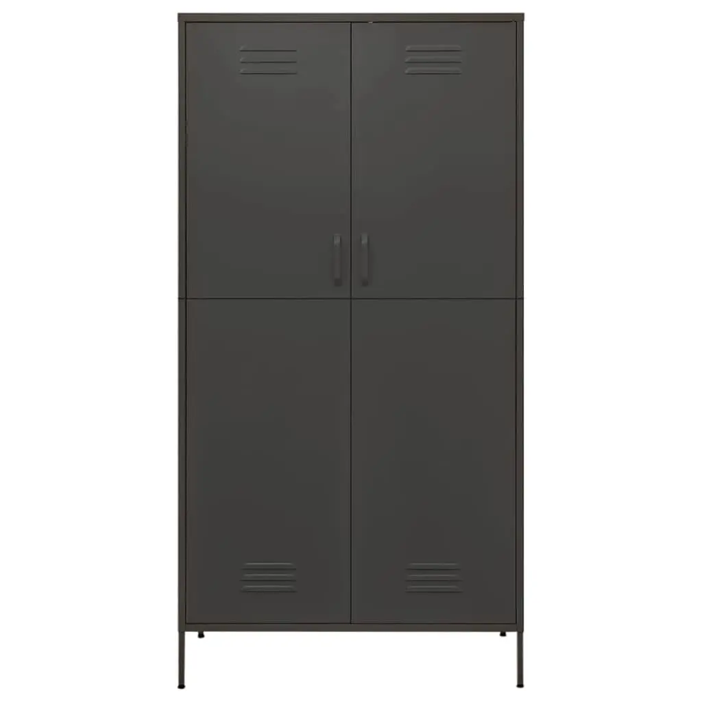 Wardrobe Anthracite Steel Storage Cabinet 90x50x180 cm with Hanging Rod Shelves