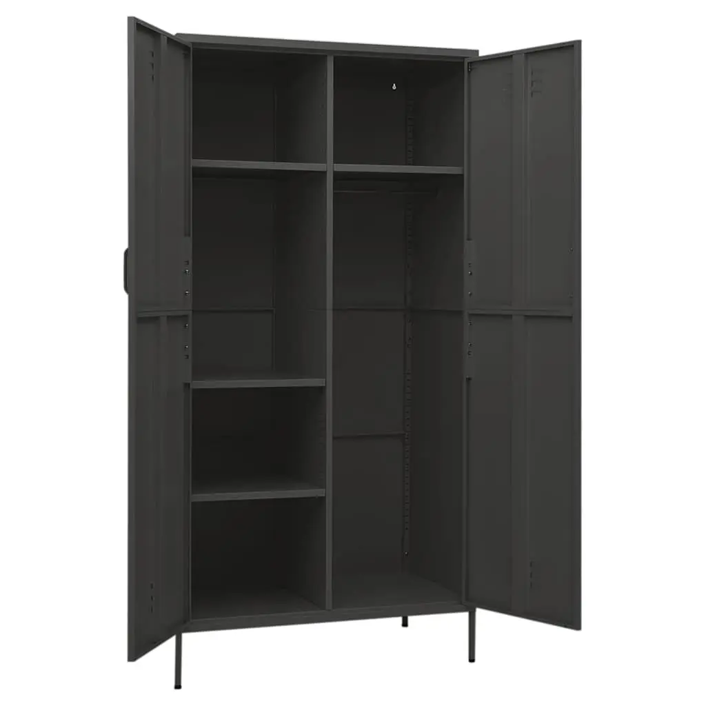 Wardrobe Anthracite Steel Storage Cabinet 90x50x180 cm with Hanging Rod Shelves