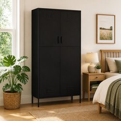 Value-Driven Black Steel Clothing Cabinet for Easy Organization