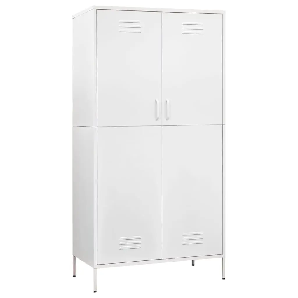 White Steel Wardrobe with Ample Storage Options