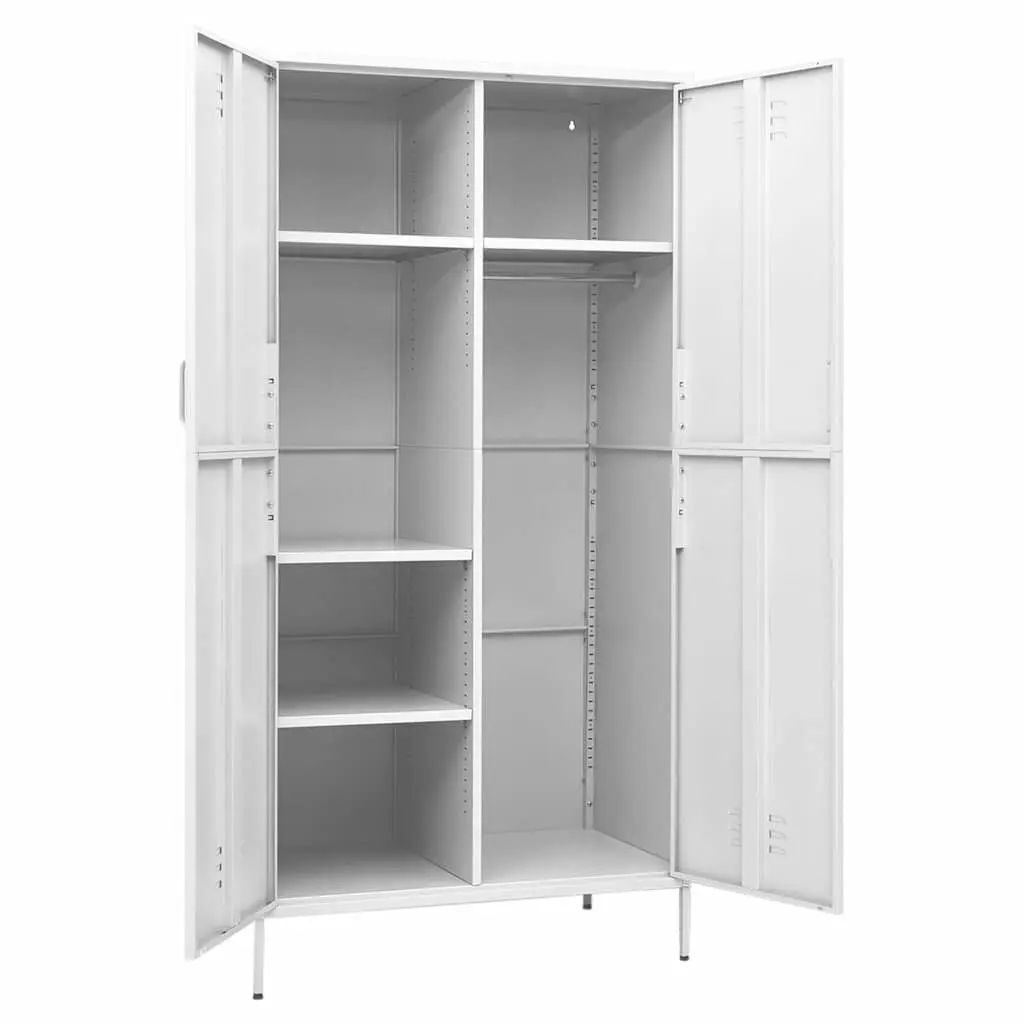 White Steel Wardrobe with Ample Storage Options