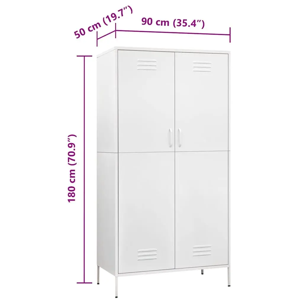 White Steel Wardrobe with Ample Storage Options