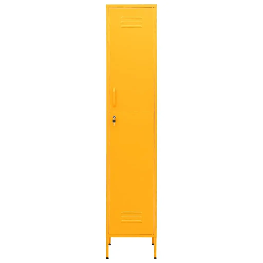 Adjustable Steel Cabinet Yellow 4 Shelves Secure Organizer for Home Office Storage