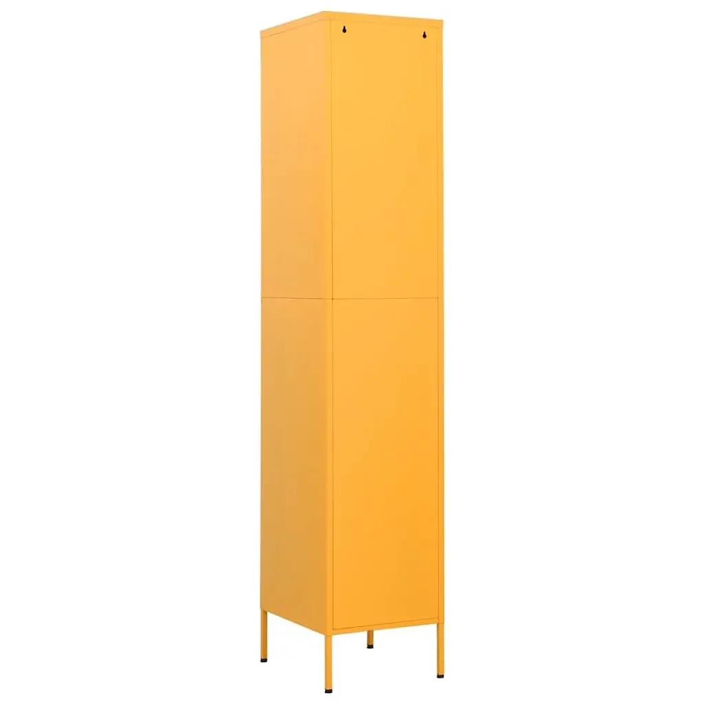 Adjustable Steel Cabinet Yellow 4 Shelves Secure Organizer for Home Office Storage