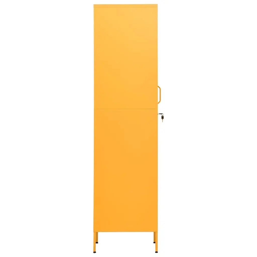 Adjustable Steel Cabinet Yellow 4 Shelves Secure Organizer for Home Office Storage