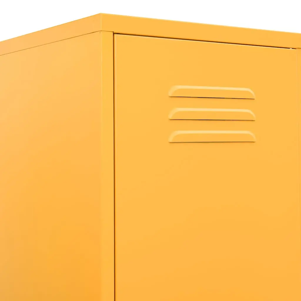Adjustable Steel Cabinet Yellow 4 Shelves Secure Organizer for Home Office Storage