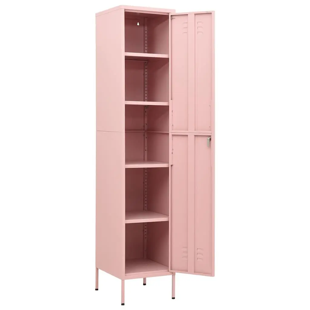 Storage Locker Cabinet Adjustable Shelves Pink Steel