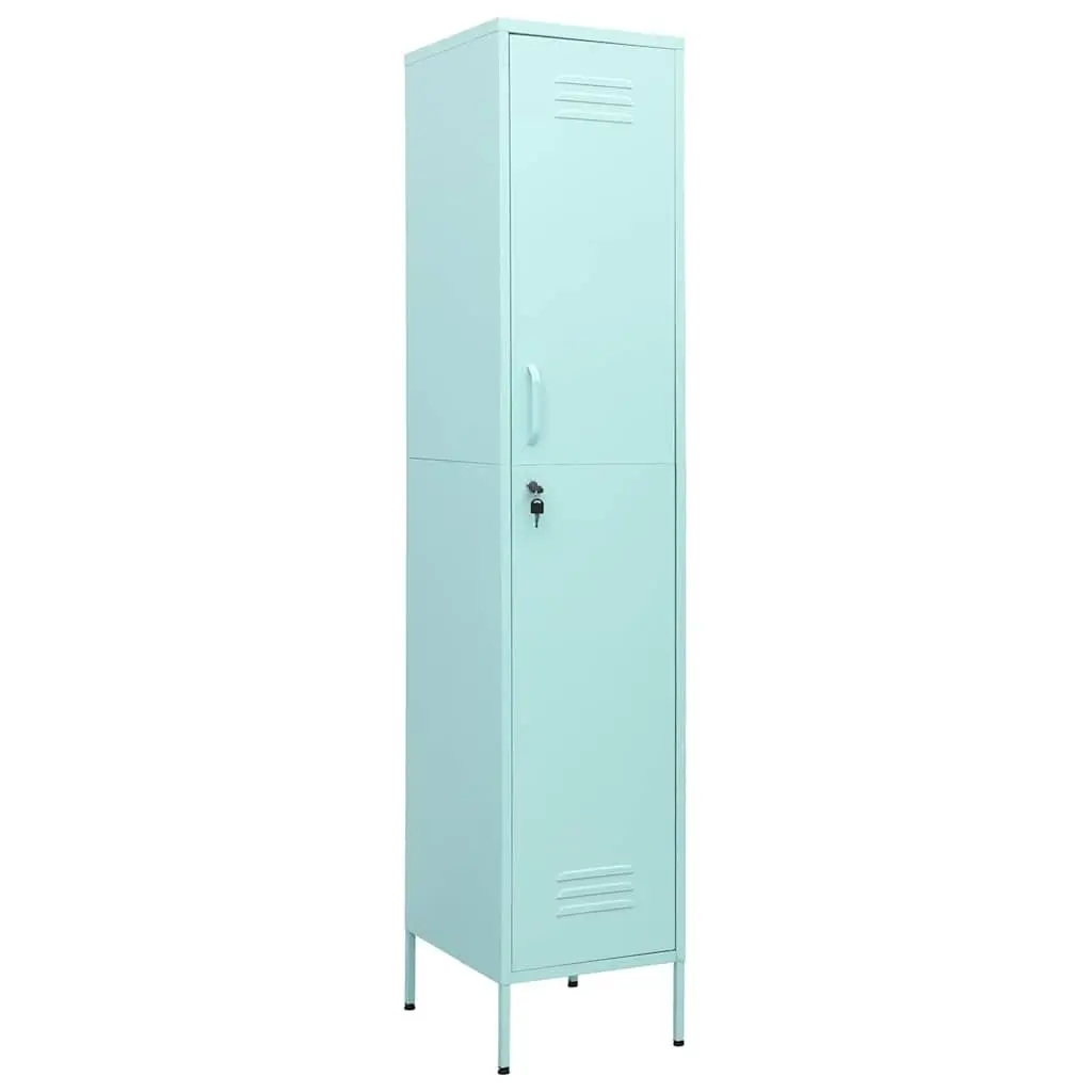 Steel Locker Storage Cabinet Green 4 Adjustable Shelves Locking Office Bedroom