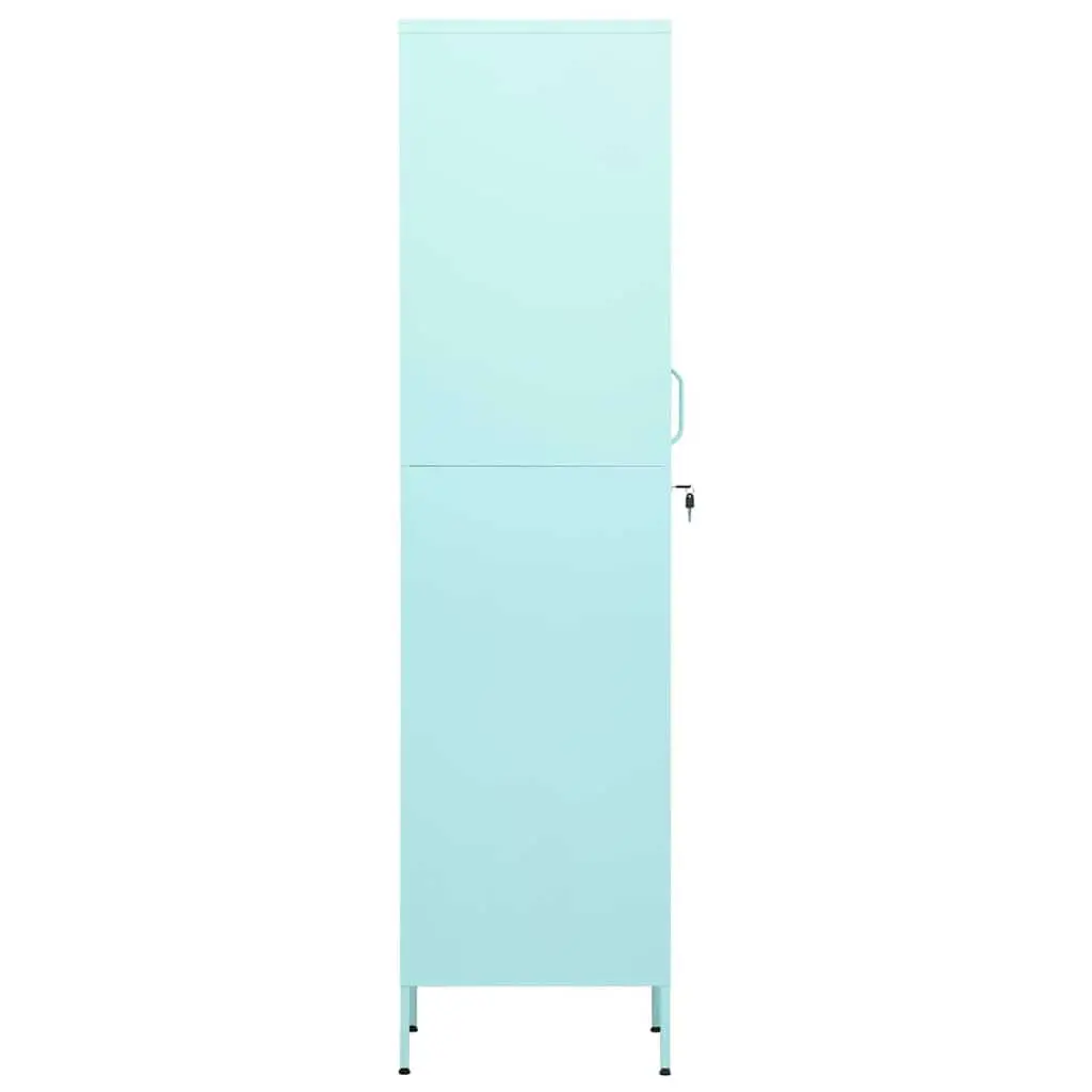 Steel Locker Storage Cabinet Green 4 Adjustable Shelves Locking Office Bedroom
