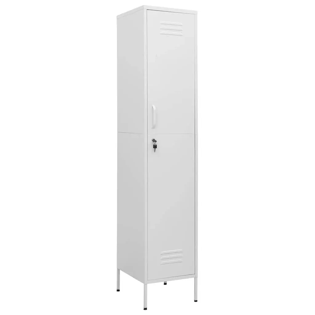 Locker Storage Cabinet Steel White 4 Adjustable Shelves for Office