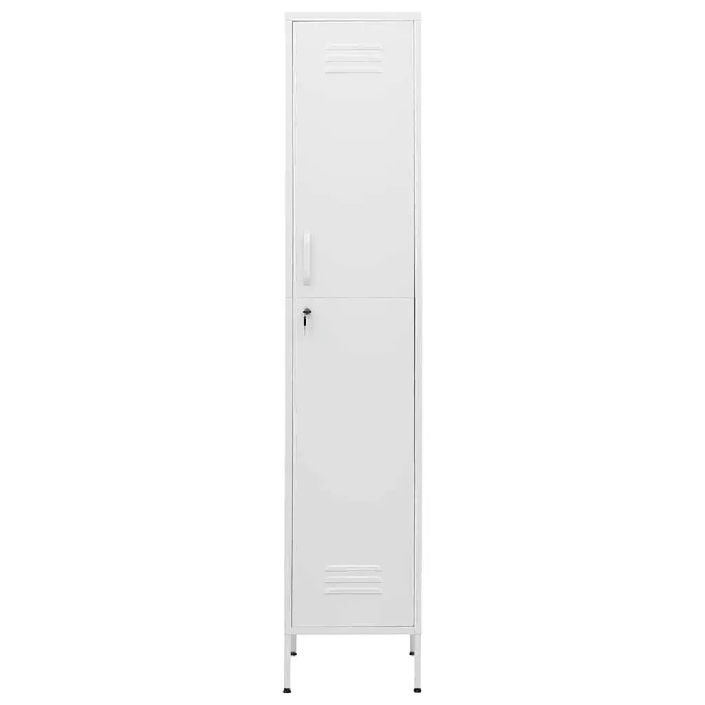 Locker Storage Cabinet Steel White 4 Adjustable Shelves for Office