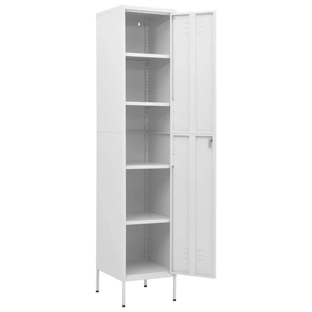 Locker Storage Cabinet Steel White 4 Adjustable Shelves for Office