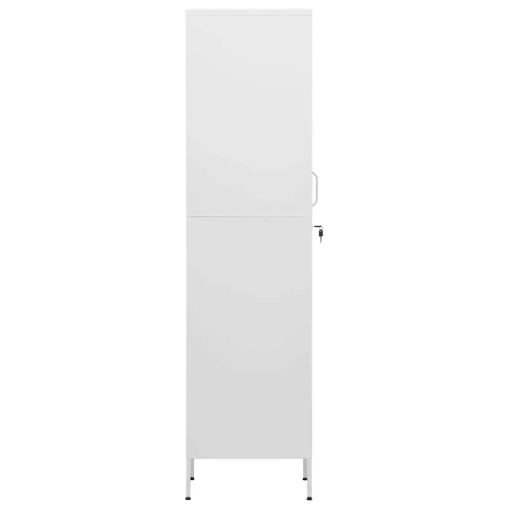 Locker Storage Cabinet Steel White 4 Adjustable Shelves for Office