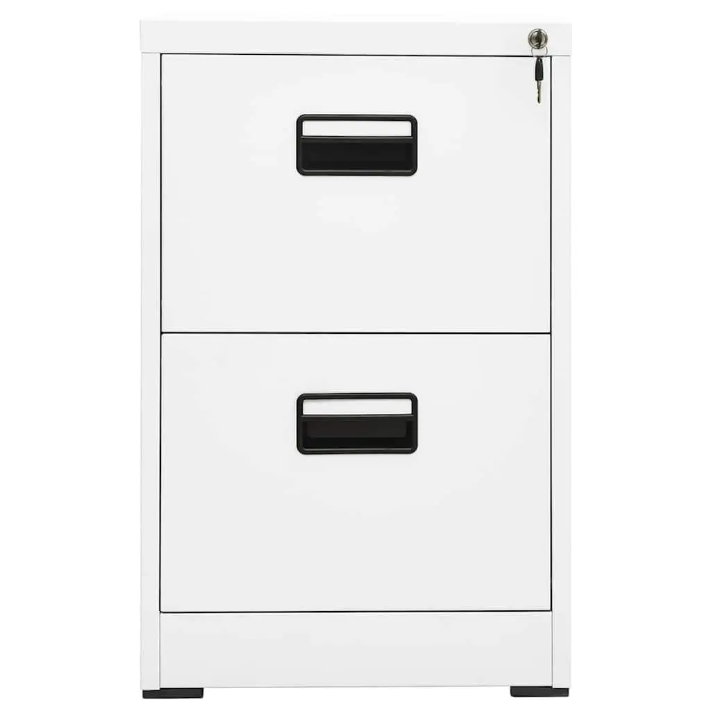 Filing Cabinet 2 Drawer Office Storage 46x62x72.5cm White Steel