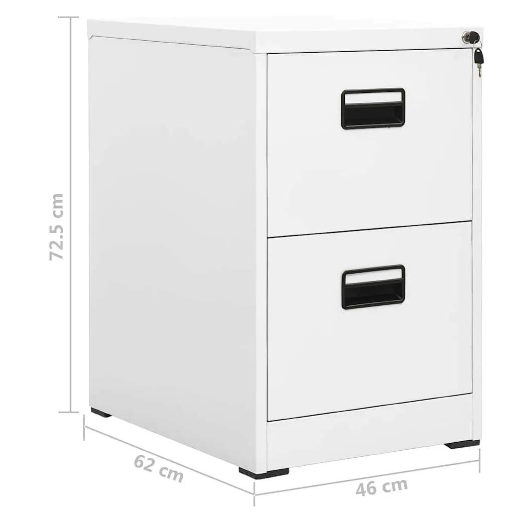Filing Cabinet 2 Drawer Office Storage 46x62x72.5cm White Steel