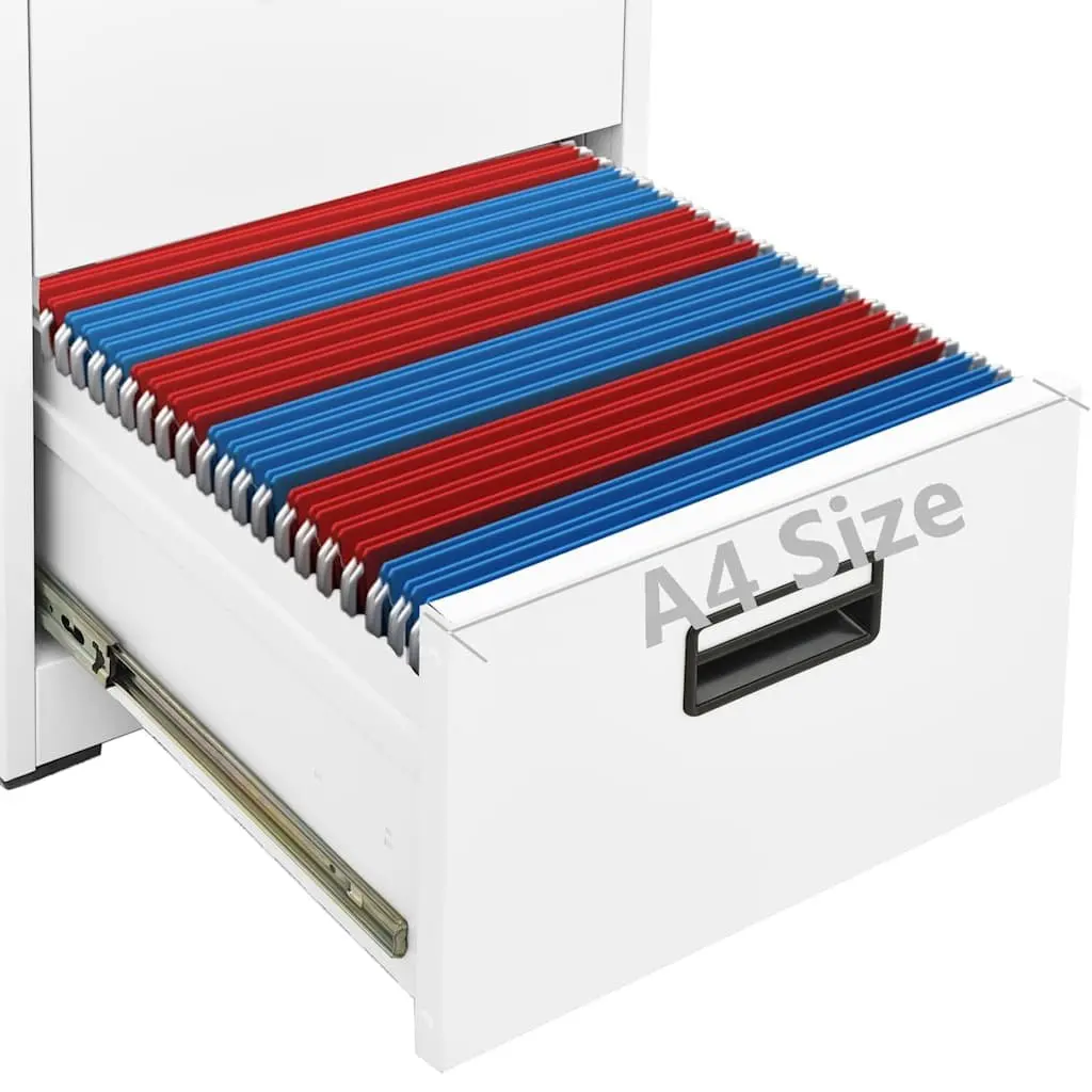Filing Cabinet 2 Drawer Office Storage 46x62x72.5cm White Steel
