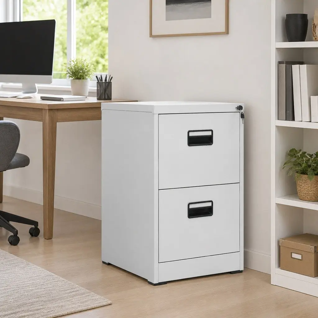 Light Grey Filing Cabinet with 2 Drawers