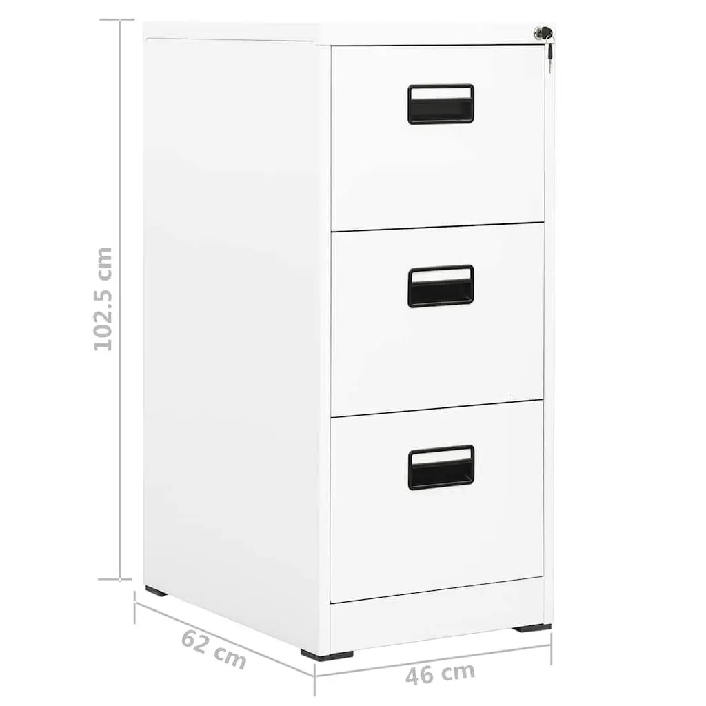 Filing Cabinet White 2 Drawer Steel Office Storage Lockable File Cabinet