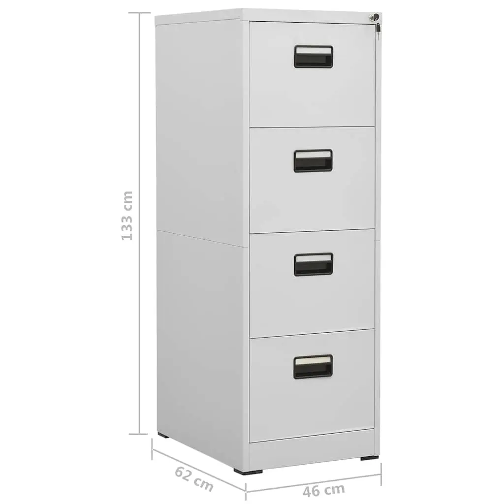 Filing Cabinet Light Grey 2 Drawer Steel Office Storage Lockable File Cabinet