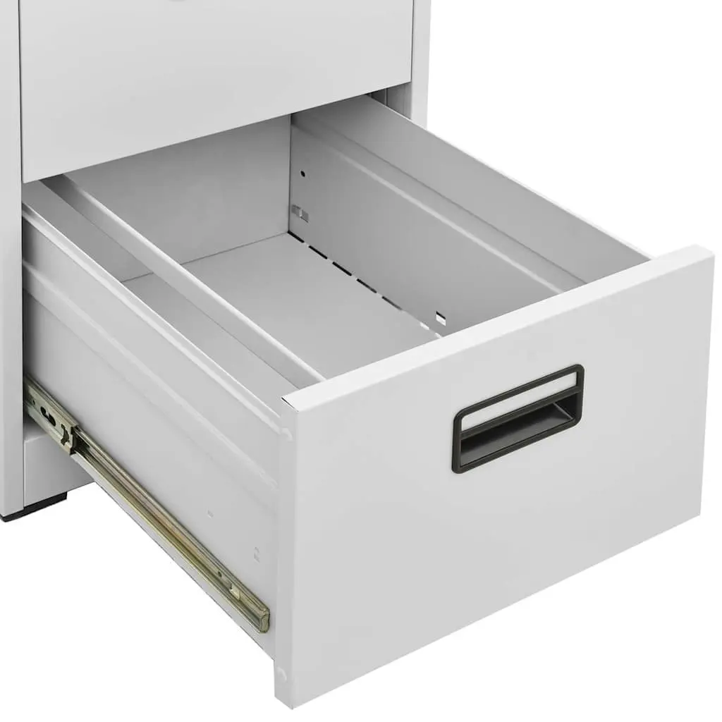 Filing Cabinet Light Grey 2 Drawer Steel Office Storage Lockable File Cabinet